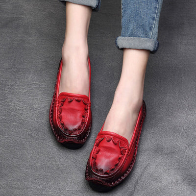 Women Spring Summer Retro Leather Weaving Shoes