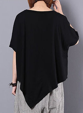 Plus Size Women Irregular Loose 100% Cotton T-Shirt