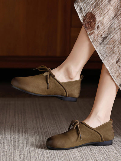 Women Autumn Soft Genuine Leather Low Heel Shoes