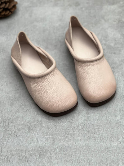 Women Casual Summer Solid Soft Leather Flat Shoes