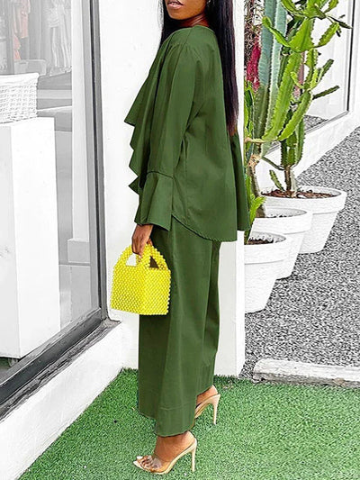 Wide Leg Solid Color Split-Joint Pants Trousers