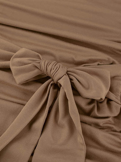 A-Line Bodycon Pleated Solid Color Tied Waist Zipper Round-Neck Mini Dresses