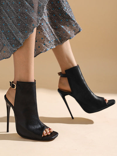 Belt Buckle Peep Toe Split-Joint Pumps Sandals