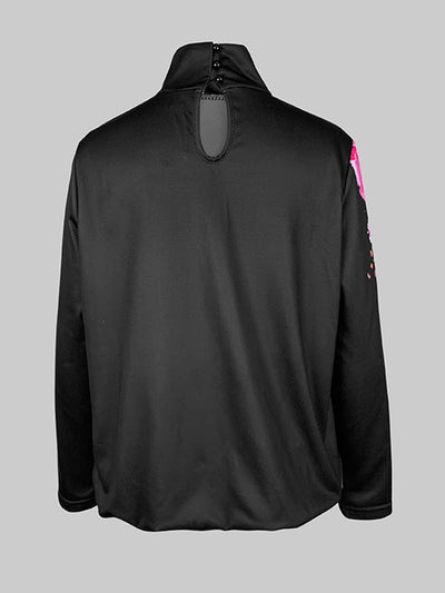 Long Sleeves Loose Flower Print Split-Joint High Neck Sweatshirt Tops