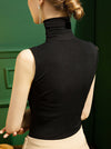 Stylish Skinny Sleeveless Mesh Split-Joint Solid Color High-Neck Vest Top