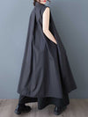 A-Line Loose Pockets Solid Color Tied Zipper V-Neck Midi Dresses Shirt Dress