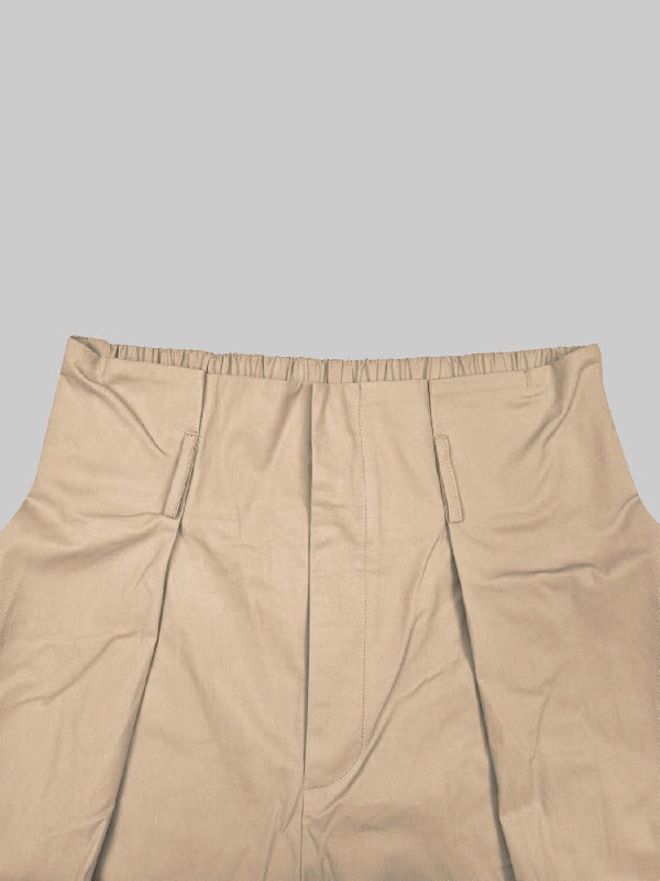 High Waisted Loose Pleated Solid Color Split-Joint Pants Trousers