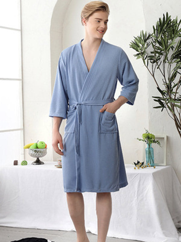 Comfortable Solid Bandage Thin Pajama Robe