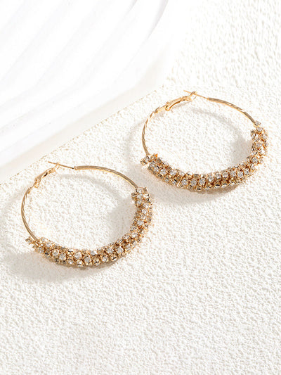 Geometric Rhine Stones Drop Earrings