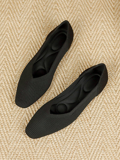 Solid Color Square-Toe Flats Shoes