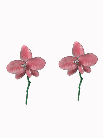 Flower Shape Rhinestone Shiny Earrings Accessories