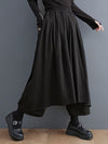 Vintage Wide Leg Loose Solid Color Elastic Waist Pants