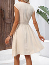 A-line Loose Elasticity Jacquard Pleated Solid Color V-neck Mini Dresses