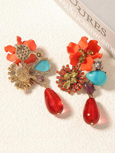 Flower Shape Geometric Water Drop Earrings Accessories