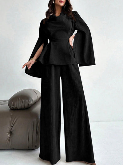 High Waisted Loose Solid Color Split-Joint Pants Trousers