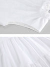 A-Line Loose Pleated Ruffled Solid Color Split-Joint Round-Neck Mini Dresses Shirt Dress