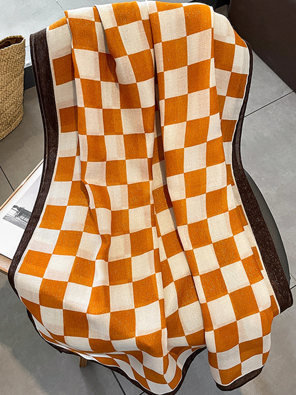 Simple Fashion Contrast Color Plaid Printed Scarf