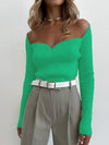 Urban Skinny Solid Color Square-Neck Sweater Tops