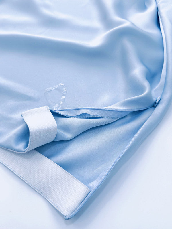 Loose Solid Color Split-Joint Boat Neck Long Sleeves Blouse & Shirt + Skirt Two Pieces Set