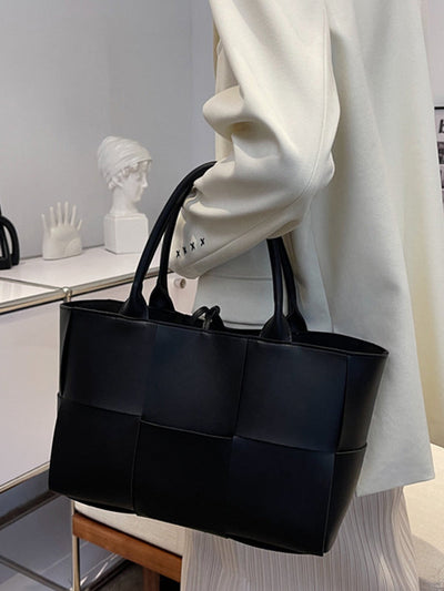 Solid Color Split-Joint Woven Shoulder Bags Handbags