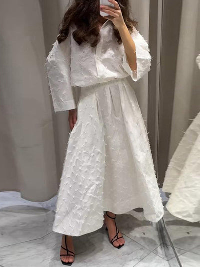 Long Sleeves Loose Solid Color Split-Joint Lapel Blouses&Shirts Tops