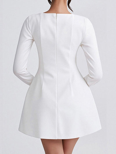 A-Line Bodycon Solid Color Zipper Square-Neck Mini Dresses