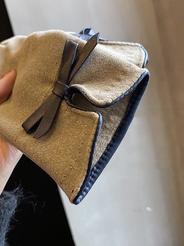 Bow-Embellished Split-Joint Gloves