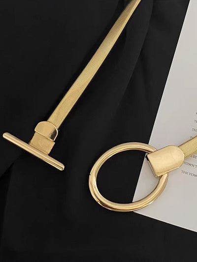 Buckle Geometric Pleated Solid Color Belts