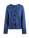 Wrap Buttoned Hooded Solid Color Cardigan