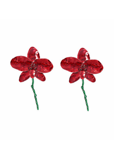 Flower Shape Rhinestone Shiny Earrings Accessories
