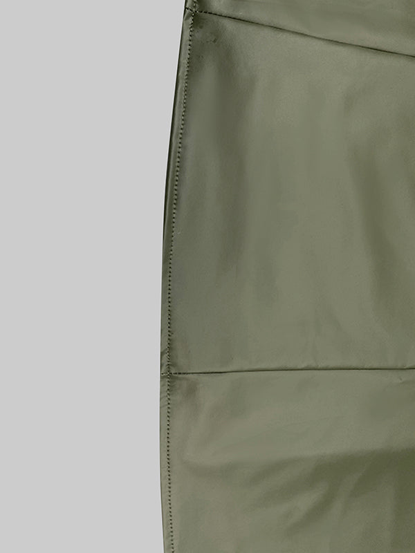 Long Sleeves Solid Color Split-Joint Round-Neck Inner Shirts + A-Line Bowknot Midi Dresses Two Pieces Set