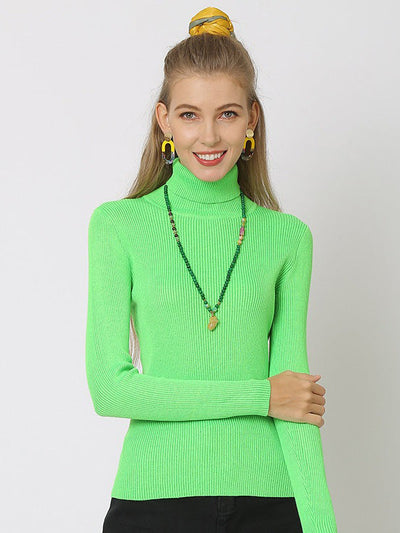 10 Colors Simple Knitting Solid Color High-Neck Pullover