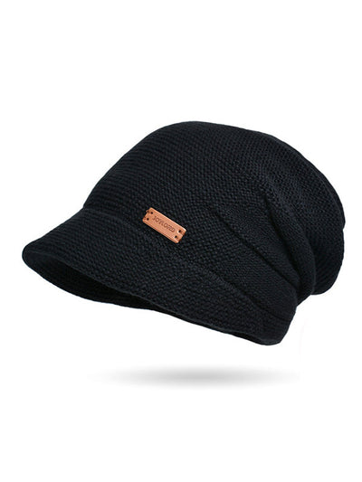 Flat Brim Solid Color Split-Joint Hats Knitted Hats