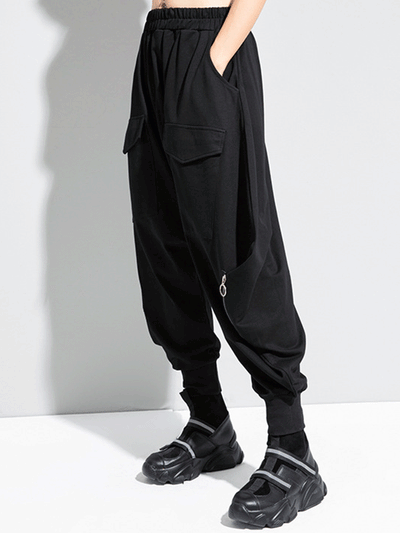 Zipper Original Simple Loose Solid Harem Pants