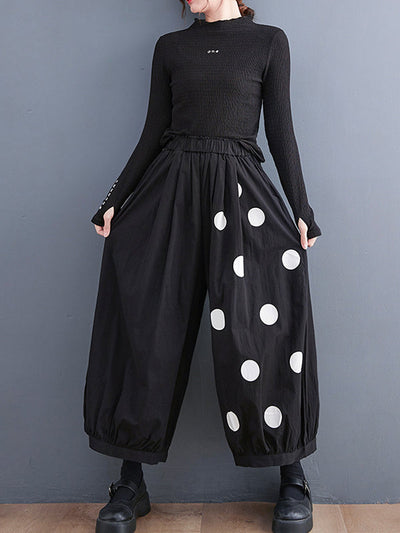 Original Creation Loose Wide Leg Polka-Dot Casual Pants Bottoms
