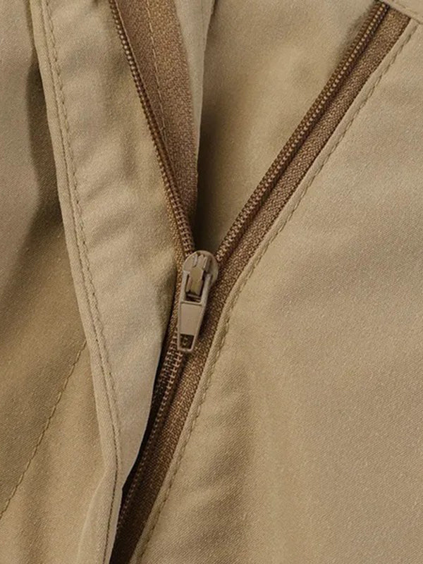 High Waisted Loose Pleated Solid Color Split-Joint Pants Trousers