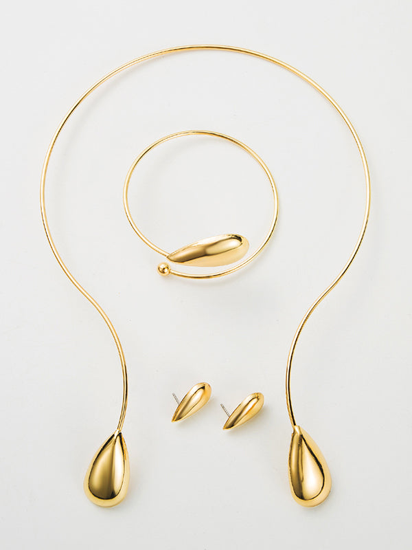 4 Pcs Geometric Bracelet Accessories + Drop Earrings + Necklaces Accessories