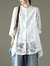Vintage Loose Embroidered Lace Hollow Blouse