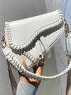 Urban Split-Joint Solid Color PU Shoulder Bag Saddle Bag