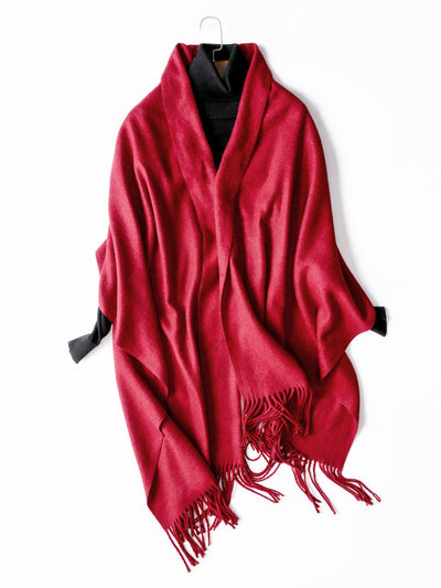Keep Warm Solid Color Tasseled Shawl&Scarf