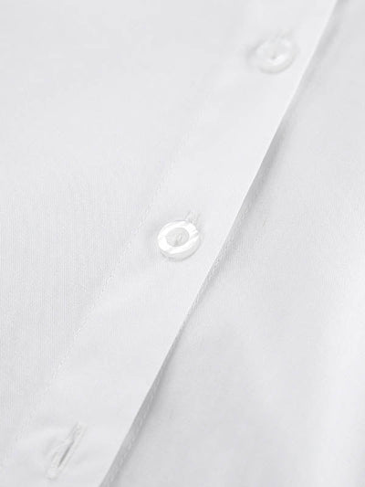 High Waisted Long Sleeves Buttoned Pleated Solid Color Lapel Mini Dresses Shirt Dress