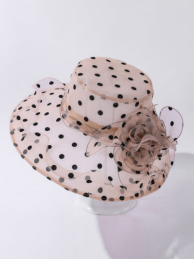 Flower Shape Gauze Polka Dot See-Through Split-Joint Sun Hat