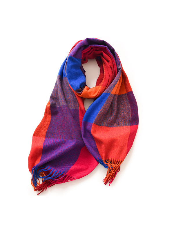 Keep Warm Plaid Tasseled Shawl&Scarf