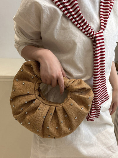 Geometric Pleated Rhine Stones Evening Bags & Clutches