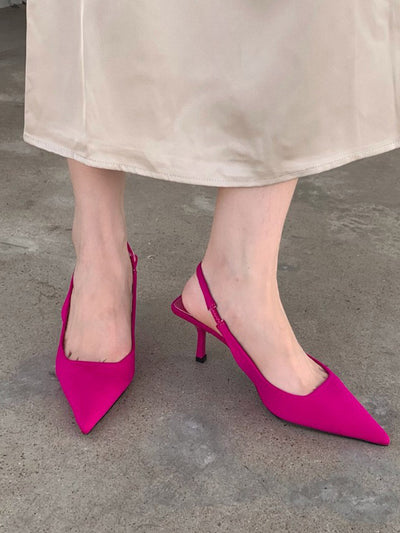 Pointed-Toe Solid Color Pumps