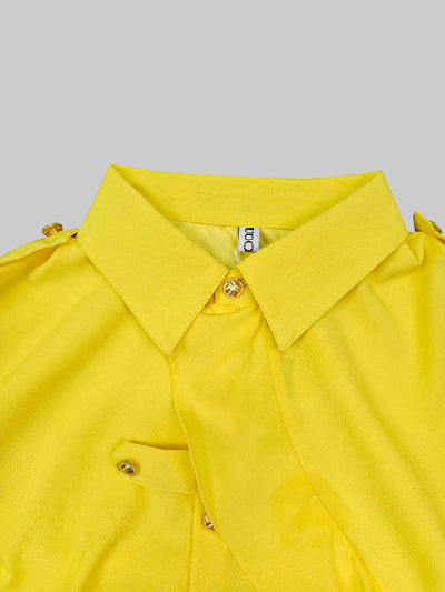 Long Sleeves Loose Asymmetric Buttoned Lapel Blouses&Shirts Tops