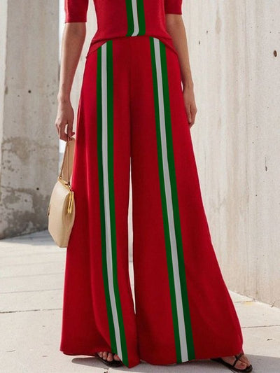 High Waisted Loose Contrast Color Pants Trousers