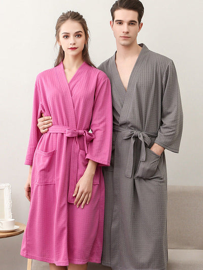 Comfortable Solid Bandage Thin Pajama Robe