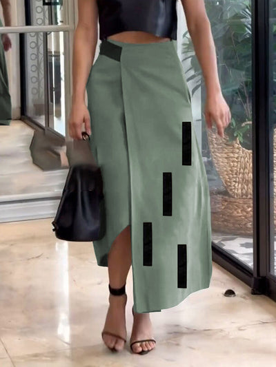 A-Line Loose Asymmetric Elasticity Pockets Split-Joint Skirts Bottoms