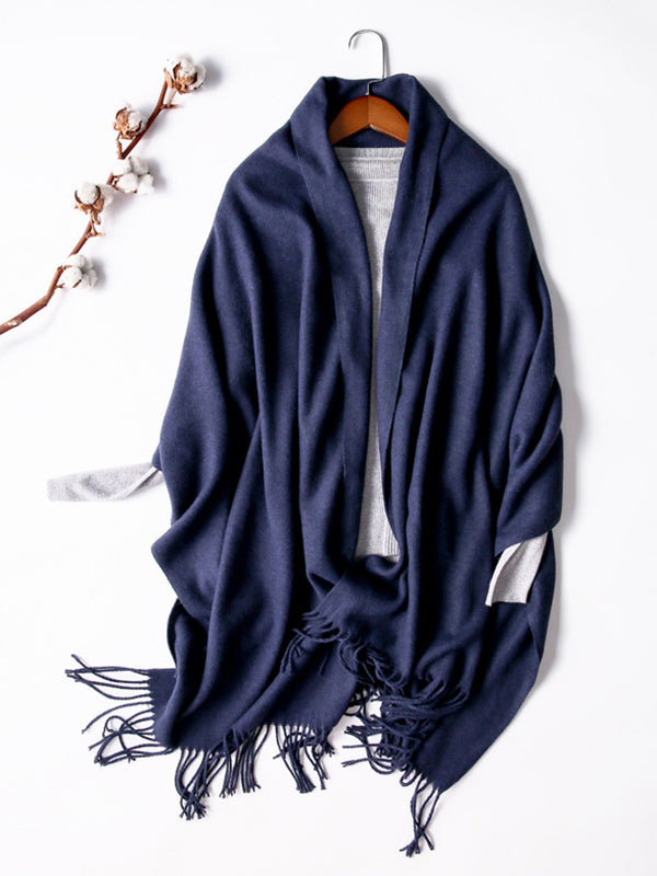 Keep Warm Solid Color Tasseled Shawl&Scarf